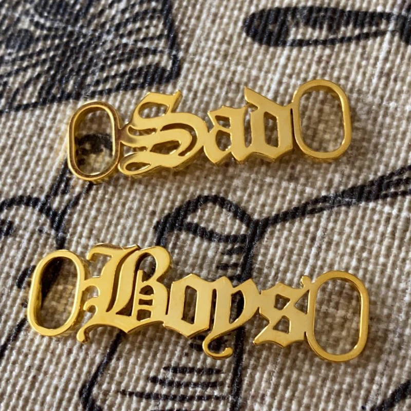 

Custom Trendy Name Shoe Buckle Personalized Stainless Steel Nameplate Buckles Gold Color Charm Shoe Accessories Fashion Jewelry