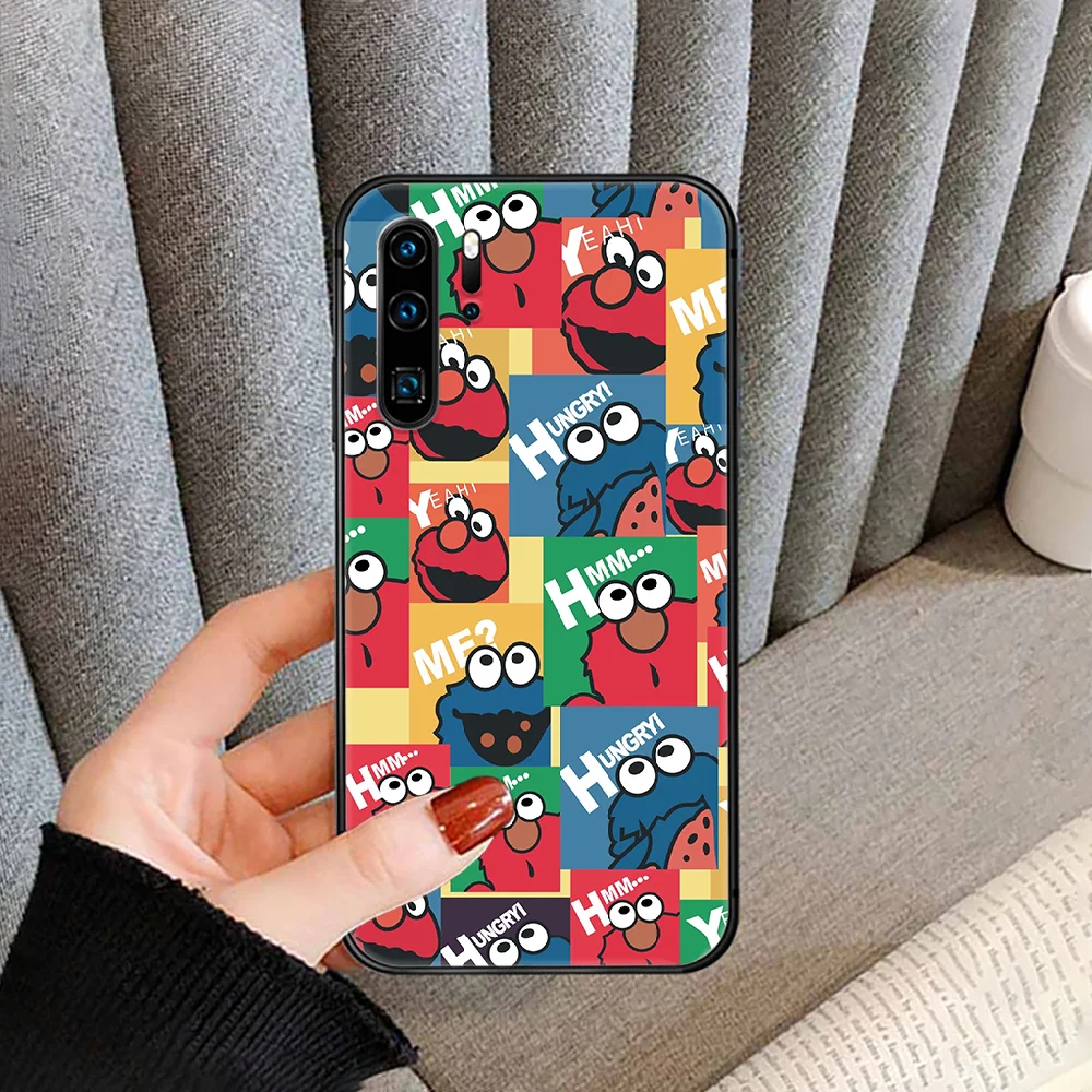 

Cartoon Cute Elmo Cookie Monster Phone case cover For Huawei P Mate Smart 10 20 30 40 Lite Z 2019 Pro black black waterproof