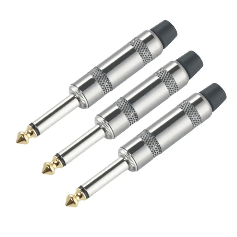 

100pcs/lot 6.35mm Mono Male Plug Guitar Wire Connector 1/4 Inch Guitar Mono Effects Pedal Microphone Connector