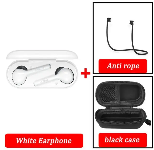 White with Case Rope Оригинальные беспроводные наушники huawei Honor Flypods Lite, водонепроницаемые, IP54, управление нажатием, Беспроводная зарядка, Bluetooth 4,2 - Цвет: White with Case Rope
