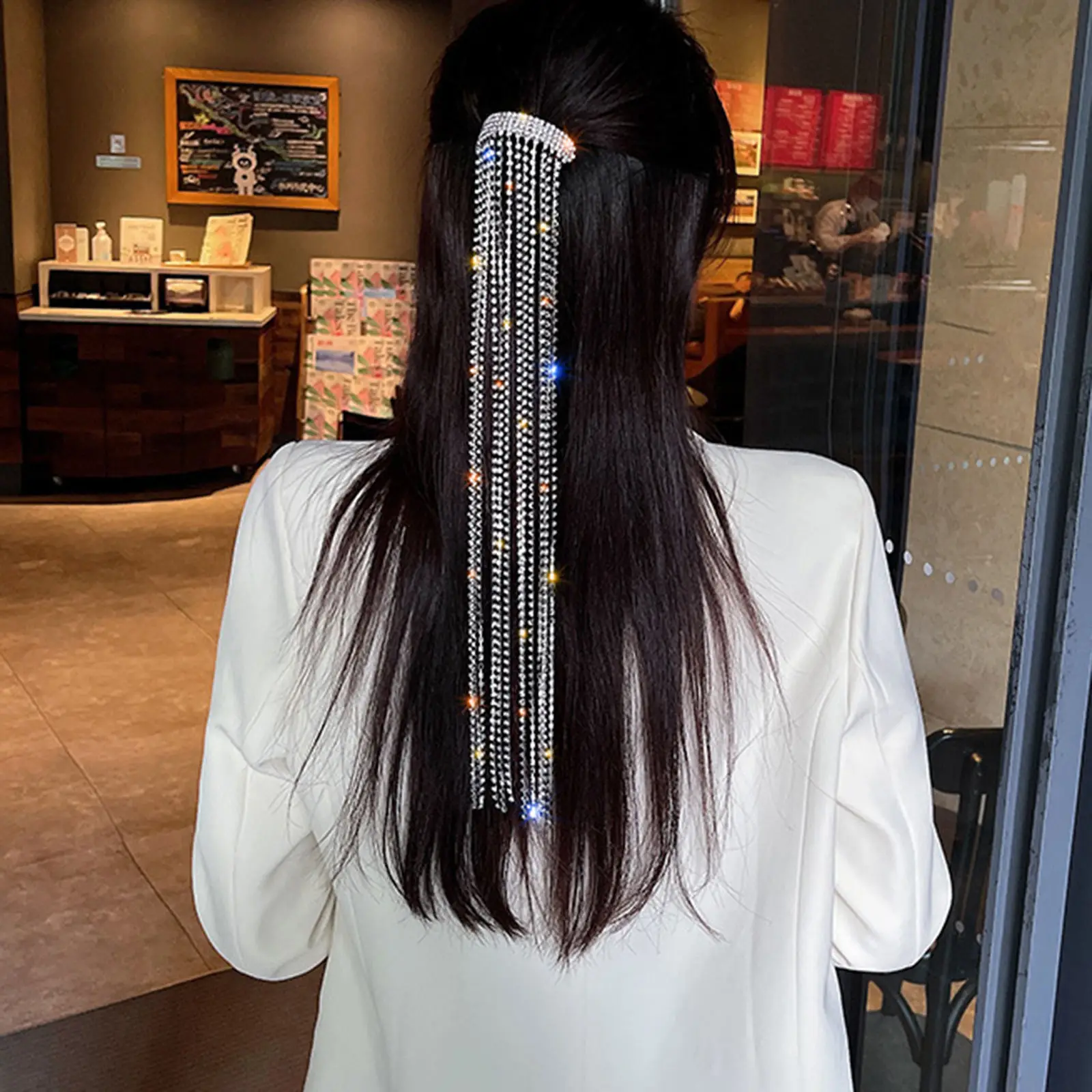 

Crystal Rhinestone Hairpin Barrette Tassels Hairpins Ponytail Holder