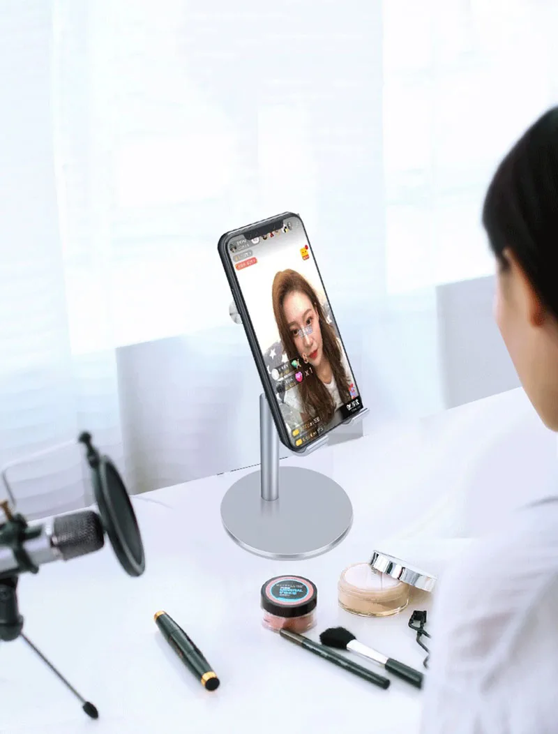 Vmonv Adjustable Aluminum Alloy Cell Phone Tablet Holder For Ipad Pro Iphone XS XR Samsung Tablet Mobile Phone Desk Stand Mount