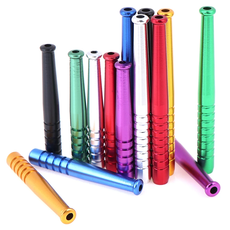 

3pcs Metal Snuff Sniffer Snorter Straw Nasal Tube Snuffer Bullet Color Random Portable Multicolor Aluminum Alloy Smoke Pipe