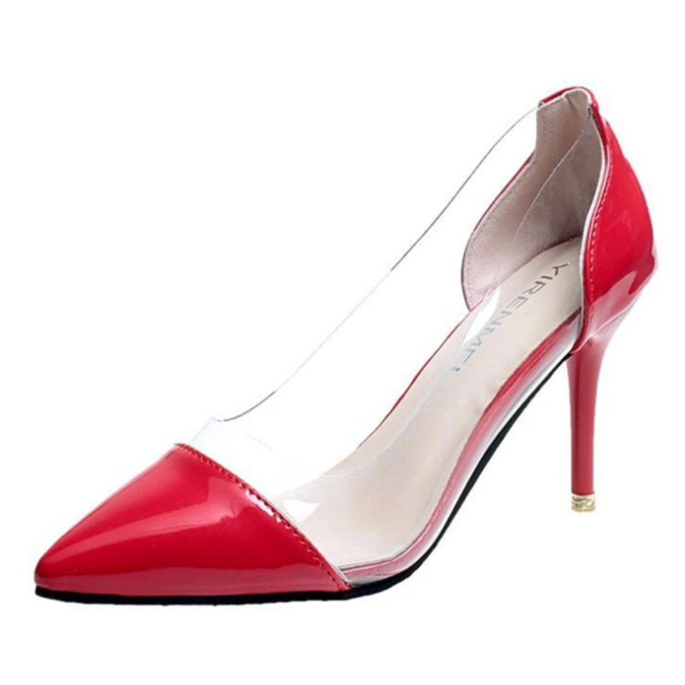 Ladies High Heels PUMPS PVC Transparent Pumps Sandals Perspex Heel Stilettos Point Toes Nightclub Party Shoes y36 | Обувь