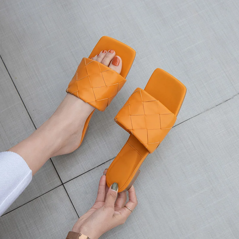 Летние уличные тапочки женские модные плетеные туфли повседневные шлепанцы