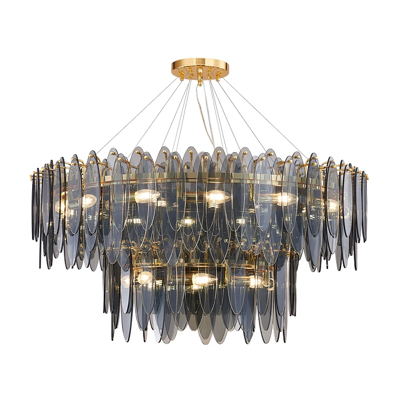 Lámpara LED postmoderna de acero inoxidable con diseño dorado, lámpara colgante con Lustre para comedor