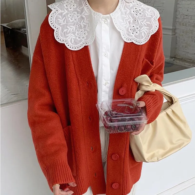 

2021 spring new baby collar embroidered shirt long sleeve temperament shirt