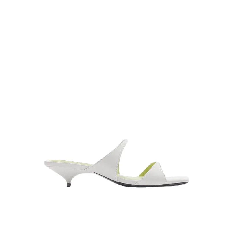 

Shoes Woman 2021 Med Thin Heels Multicolored Sandals Female Slippers Square Toe Rubber Flip Flops New Soft Hawaiian Casual Rome