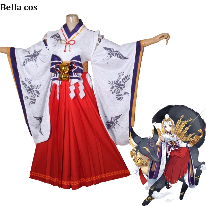 Onmyoji Inarinokami Miketsu костюм для косплея синее кимоно платье брюки униформа костюмы