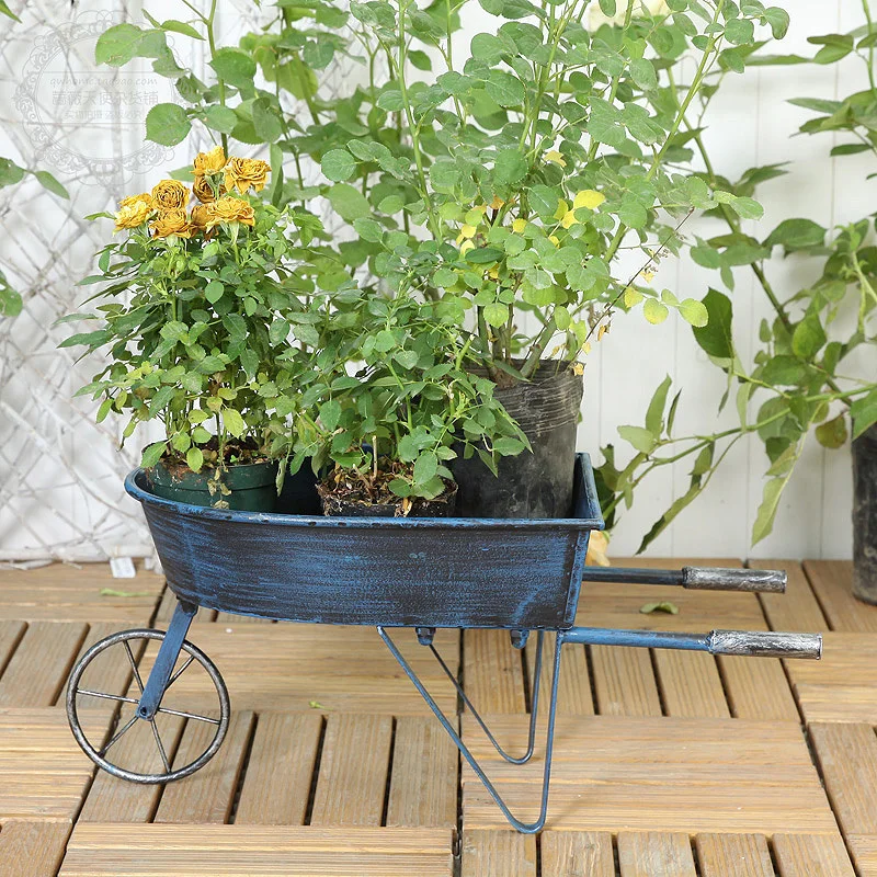 Железная тележка в американском стиле маленькая подставка для цветов дома патио