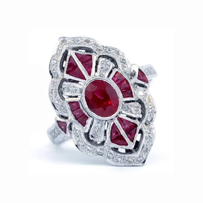 

Fashion Lady Red Crystal Ring Classic Women Engagement Wedding Bands Jewelry for Female Cz Wedding Rings Anniversary Gift