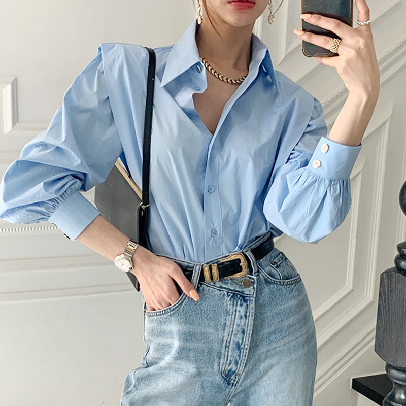 Рубашки для женщин 2021 весна осень с длинным рукавом Свободные повседневные