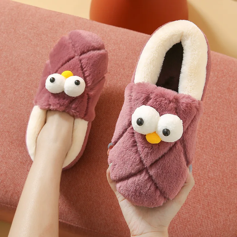 Winter Bag With Cotton Slippers Ladies Thick-Soled Plush Indoor Warmth Couples Winter Cotton Slippers Men's Home Household
