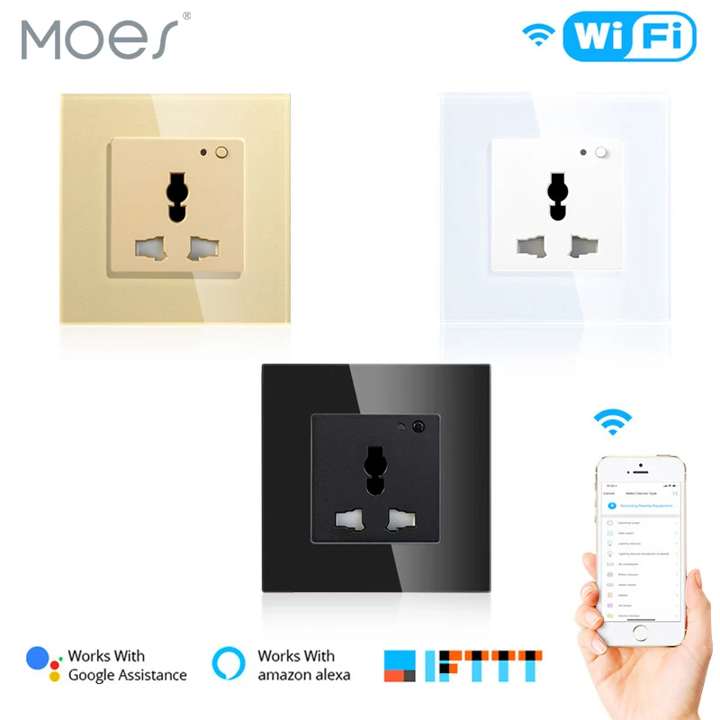 Универсальная умная настенная розетка с Wi-Fi 13A стеклянная панель французское