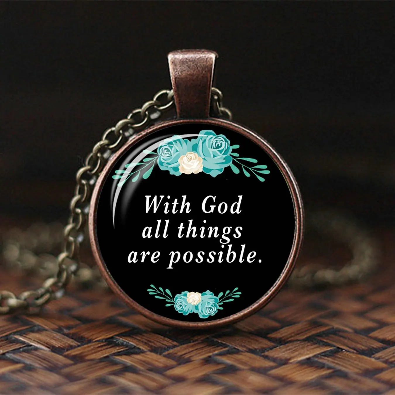 Цитаты ювелирные изделия Библия стихи стеклянный кулон ожерелье Бог Писание