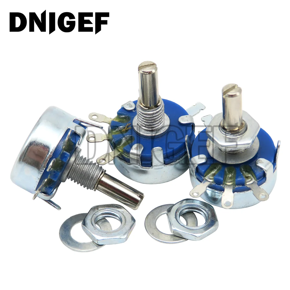 

2PCS WH5-1A Carbon Potentiometer WH5 470R 1K 10K 47K 4K7 100K 470K 220K 1K5 22K 1M ohm 3-Terminals Round Shaft Rotary Taper