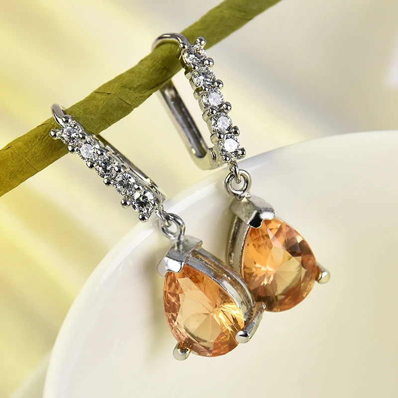 

Boho Silver Color Big Round Sky Blue Zircon Stone Dangle Earrings Fashion Jewelry Long Drop Earrings Brincos For Women A3K569