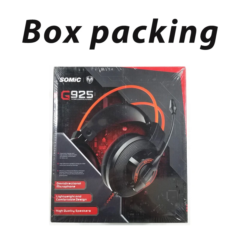 Black green with box SOMiC G925 проводные наушники 3,5 мм, игровая гарнитура для ПК, ноутбука, телефона, Накладные наушники с микрофоном, наушники для компьютера - Цвет: Black green with box