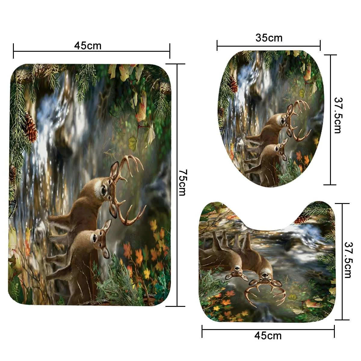 Лесной крик олень Рождество лося 180x180 см душевая занавеска пьедестал коврик