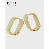 f i n s 100 925 silver female earring korean fashion minimalism delicate gold oval hoop earrings fine jewelry for girls gifts
