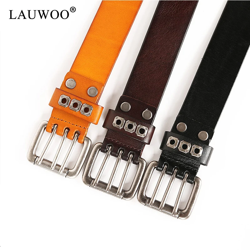 Ремень LAUWOO мужской из натуральной кожи ковбойский пояс в стиле панк тяжелый