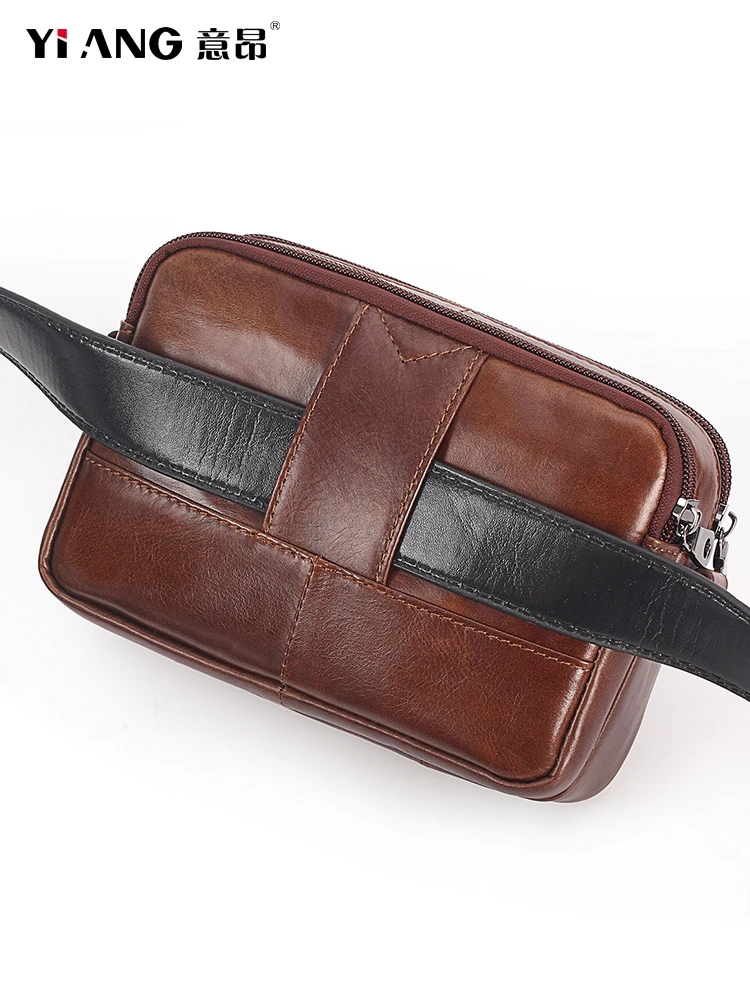 Сумка-мессенджер мужская из натуральной воловьей кожи маленький саквояж на