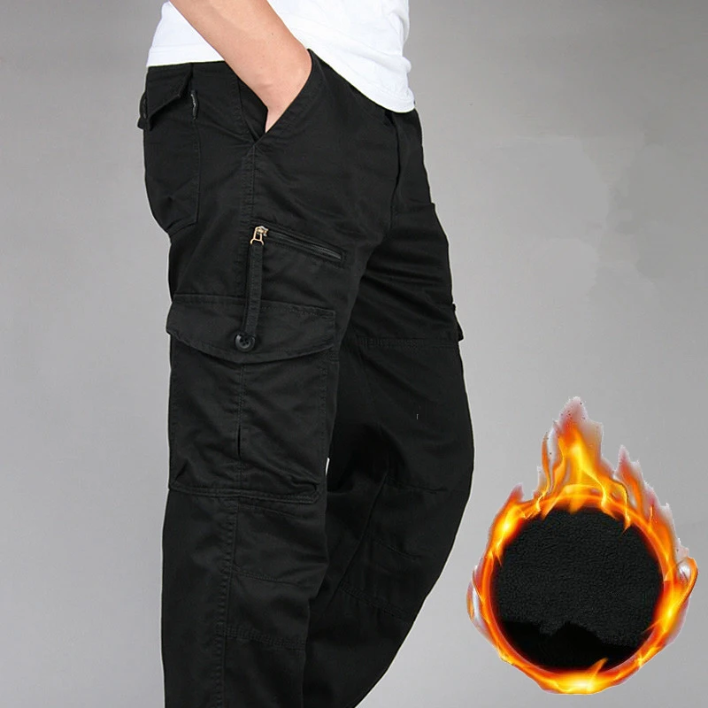 Мужские зимние хлопковые флисовые теплые брюки карго мужские джоггеры ветровка