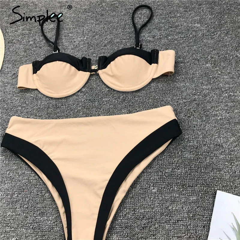 SimpleeSexy бикини лоскутное купальники пляжная одежда купальный костюм женщины с