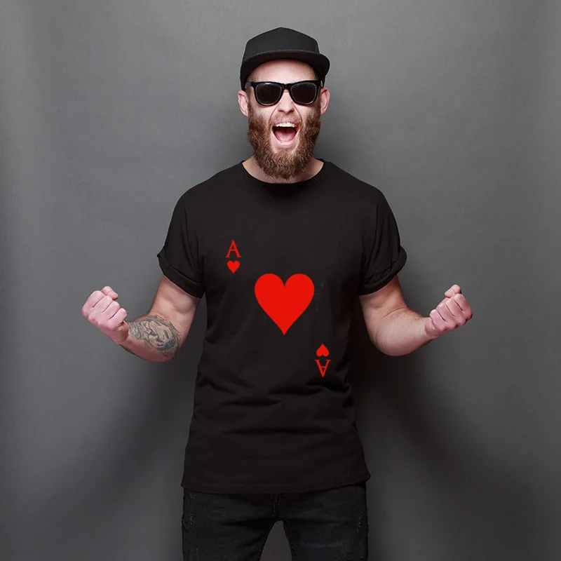 

April Fool Day Ace Of Hearts Print Cartoon T Shirts Custom Cheap T-Shirt O Neck Printing T-Shirts Unisex