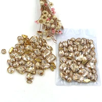 50pcsbag clothing accessories mixed shape champagne glass crystal sewing rhinestones with gold base for dressgarmentshoes