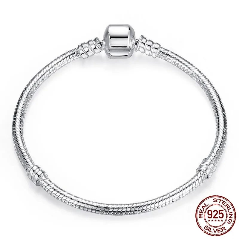 

Bewill Luxury Original 100% 925 Sterling Silver Snake Chain Bracelet Bangle for Women Authentic Charm Jewelry Pulseira Gift