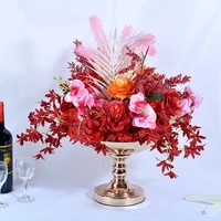 peandim elegant gold flower vase arrangements wedding party flower pots fruits pot decoration home table sweets tray cake stand