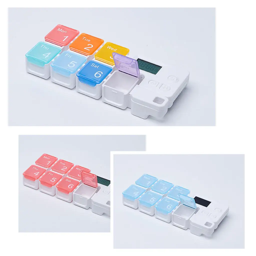 Weekly Pill Organizer Timing Reminder Durable 7 Day Cells Containe for Travel | Красота и здоровье