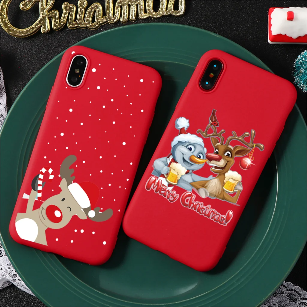 Merry Christmas, Матовые чехлы для телефонов, чехол для iPhone X, 7, 8 Plus, 6, 6 S, 5, 5S, SE, XS Max, XR, Мягкая силиконовая задняя крышка из ТПУ, новогодний чехол