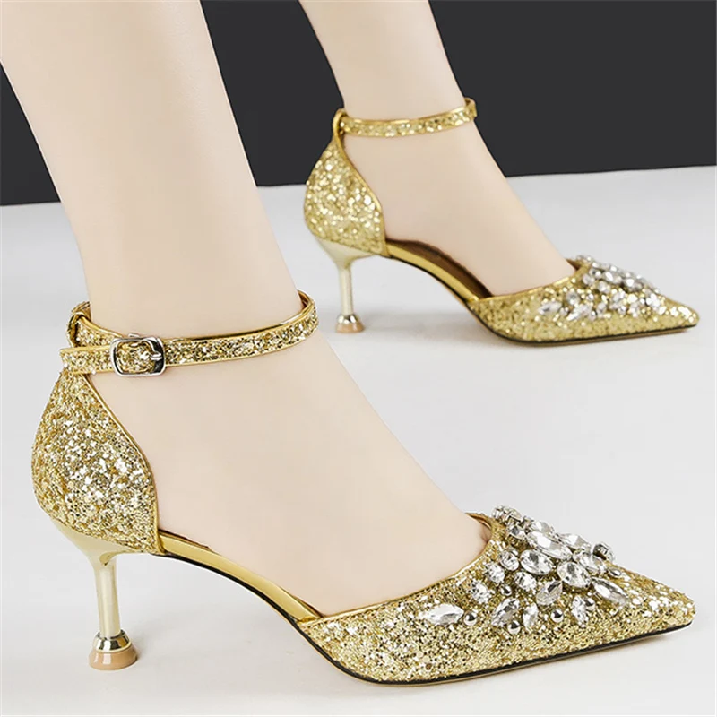 Новинка 2019 года женские босоножки на высоком каблуке 6 см свадебные туфли-лодочки