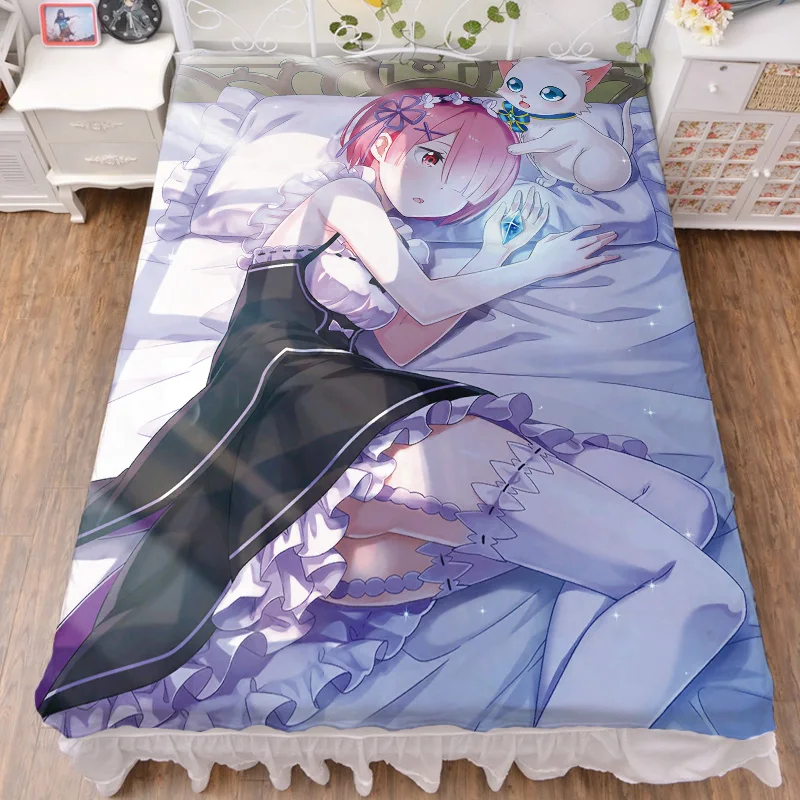 Economici Aggiornamento 2019-marzo Anime Re Zero Kara Hajimeru Isekai Seikatsu Lenzuolo In Fibra Di Latte E Coperta Di Flanella Trapunta Estiva 150x200cm