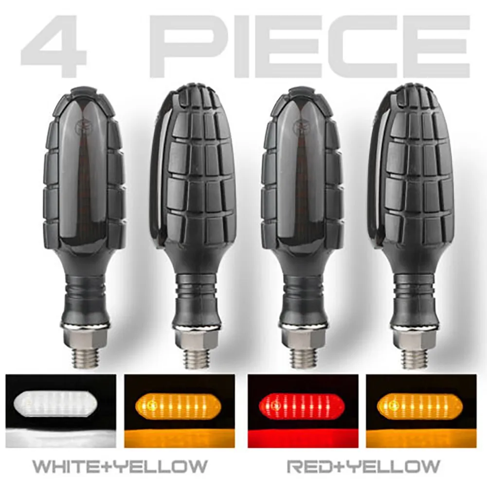 

LED Motorcycle Low Power Consumption Turn Signal Light 12V 4pcs Set Amber/White/Red