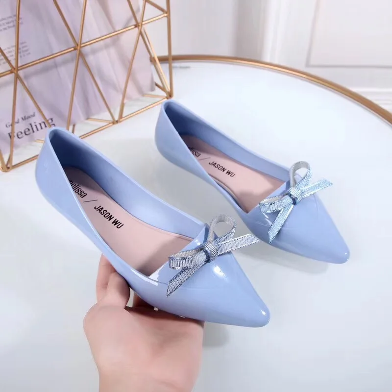 Melissa/женские сандалии с острым носком Летние женские бантом Женская обувь Melissa