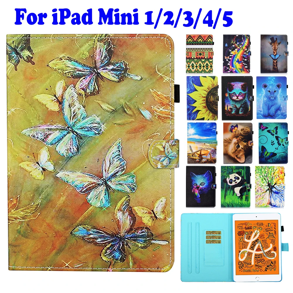 

Для iPad Mini 1/2/3 7,9 "2019 чехол для iPad mini 5 Mini 4 защитный чехол из искусственной кожи Подставка на магните смарт-чехол мультяшный