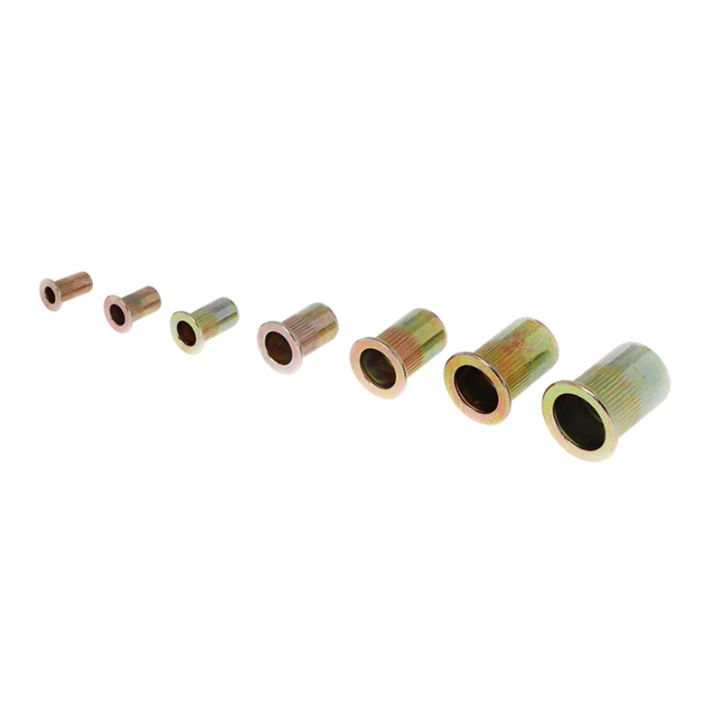 

166 Pcs Color-Plated Zinc Flat Head Vertical Grain Nut Set Open End Threaded Nutsert Insert Kit Multipurpose Power Hand