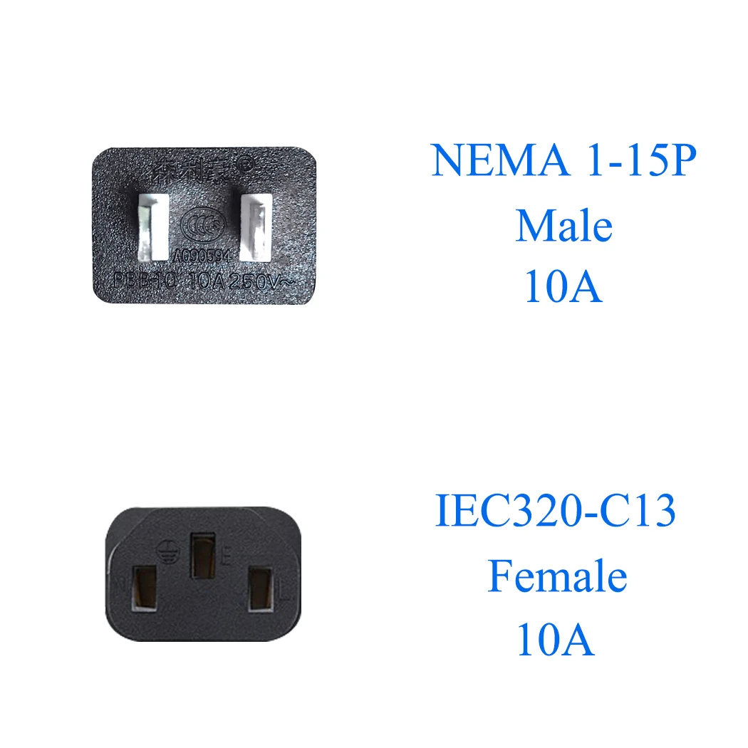 Jorinдо 0 5 м/футов от США к IEC320 C13 шнур питания переменного тока 1-15P 2 зубцов 3