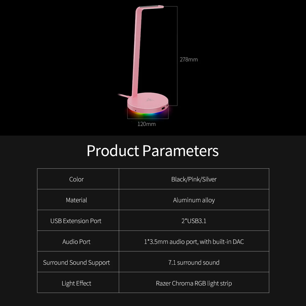 Базовая станция Razer V2 стойка для гарнитуры Chroma держатель RGB с 2 портами USB3.1