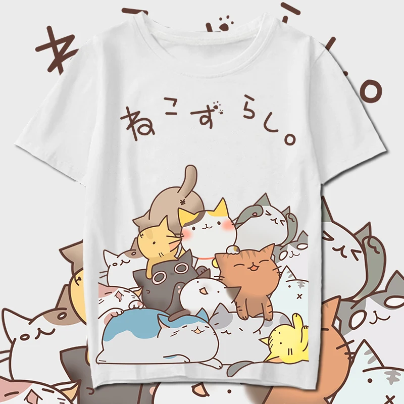 Футболка для косплея из японского аниме Неко ацумэ летняя футболка с мультяшным