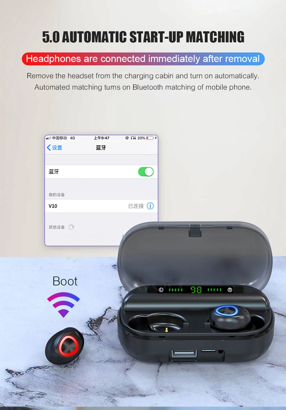 Новые TWS 5,0 Bluetooth наушники 8D стерео беспроводные наушники мини беспроводные наушники с 1500 power Bank держатель телефона