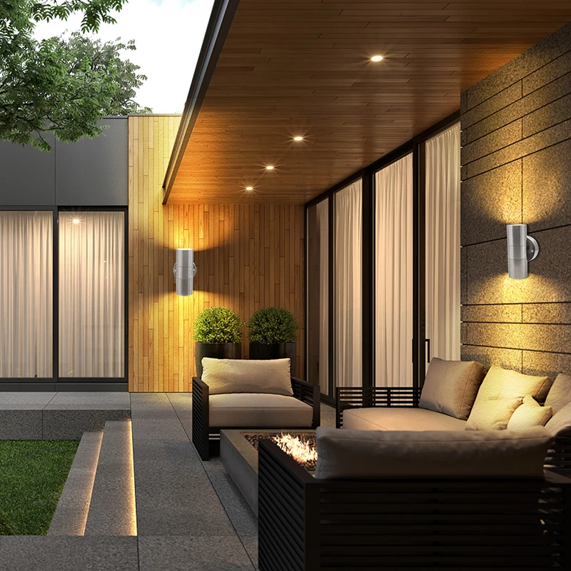 

Outdoor double-headed LED wall light 6W/12W stainless steel round waterproof IP65 outdoor courtyard LED wall light