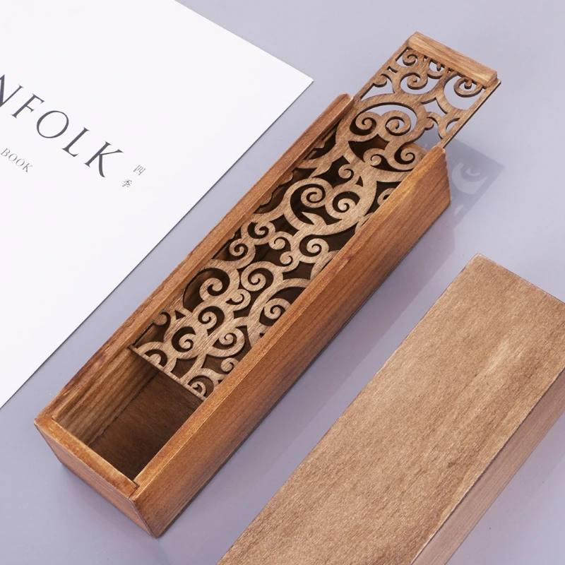 

Retro Wooden Stationery Box Pencil Case Hollow Out Boxes Desktop Pencil Storage Organizer School Office Supplies Gift C26