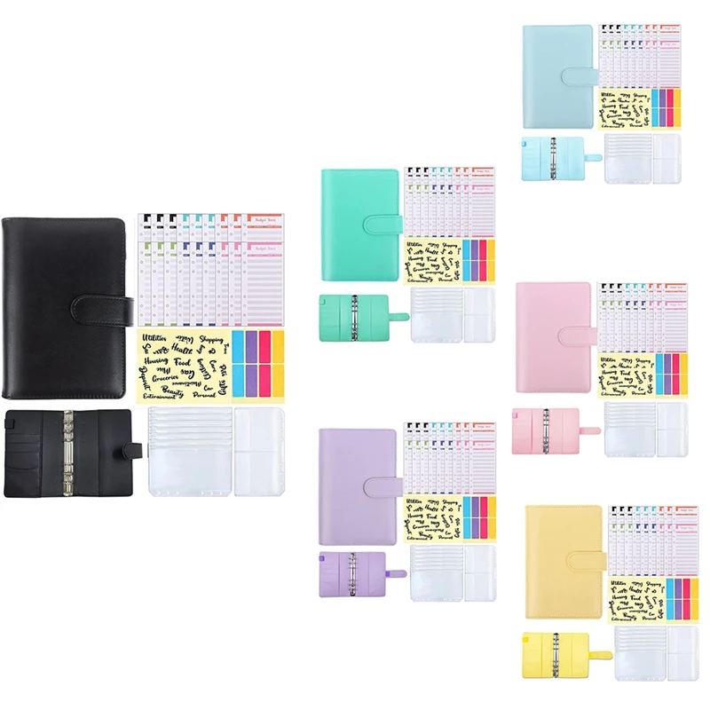 

Budget Binder A6 PU Leather Notebook Binder for Budgeting 6 Ring Cash Envelope Binder perfect for Home,Office,Meeting