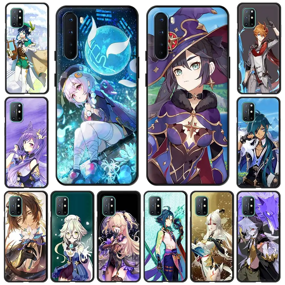 

Game Genshin Impact Role Phone Case For OnePlus 9 8 7 7T Pro 9RT 9R 8T Nord N100 N200 N10 CE 2 5G Z Soft Silicone Black Cover