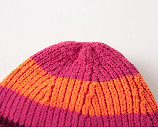 Женская и мужская теплая вязаная шапка с цветными полосками новинка 2021