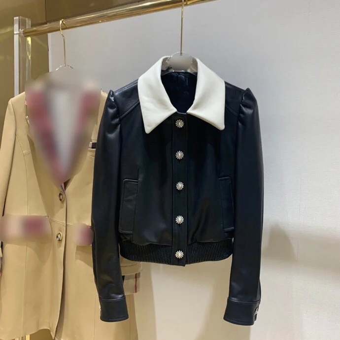 

SHZQ Женская Весенняя куртка 2021 Натуральная кожа дубленка осенняя куртка из натуральной кожи короткая мотоциклетная верхняя одежда